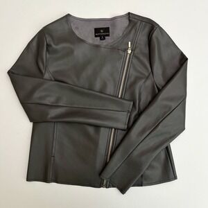 Worthington Womens Gray Moto‎ Jacket, Worthington Moto Jackets, Lightweight M19